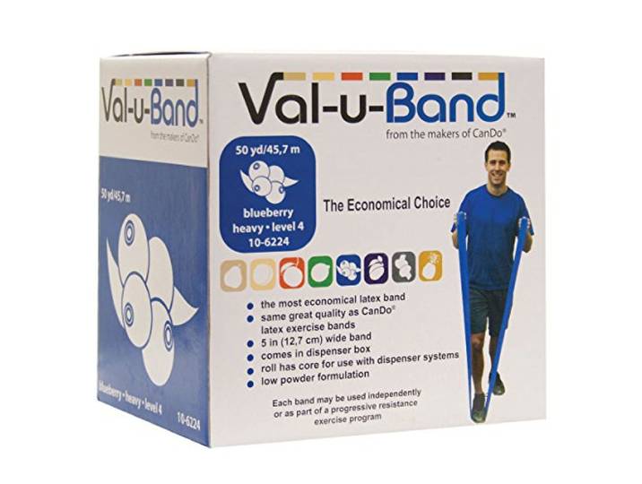 CanDo Trainingsband / Gymnastikband, Länge 45 m, Val-u-Band® - blaubeere (medium)