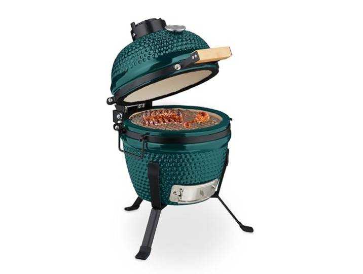 Relaxdays Kamado Grill, Ø 32 cm, Keramikgrill mit Thermometer bis 450°C, BBQ, Grillen, Kochen & Backen, Smoker, Farbwahl