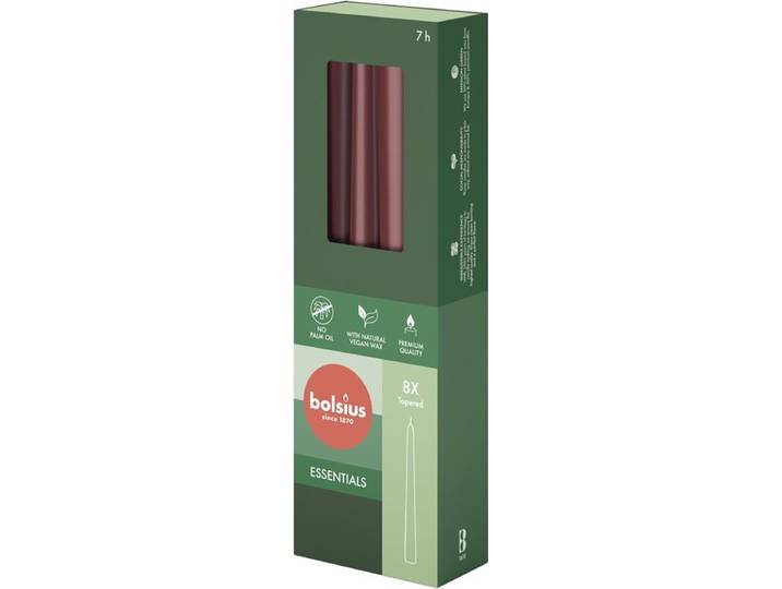 Bolsius - Gotische kaarsen - 245/24 - 8 stuks per verpakking - Velvet Red