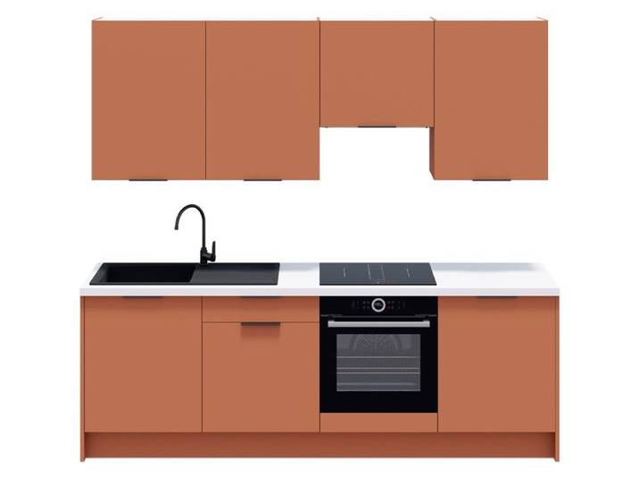 Ensemble de 8 meubles de cuisine - L. 245 cm - terracotta - Luzia