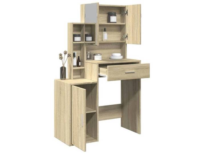 JLL*TOP - Meuble de rangement - Coiffeuse avec armoire - Chêne sonoma - 80x35x132 cm LV6401