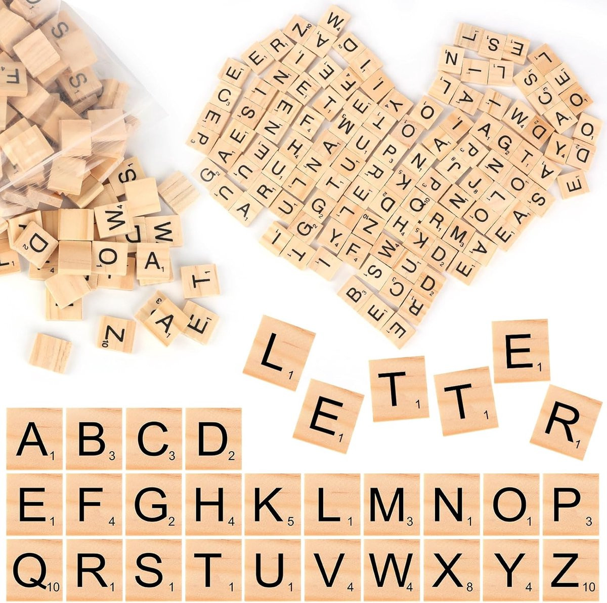 300 stuks houten hoofdletters in Z-vorm voor decoratie en scrapbooking
