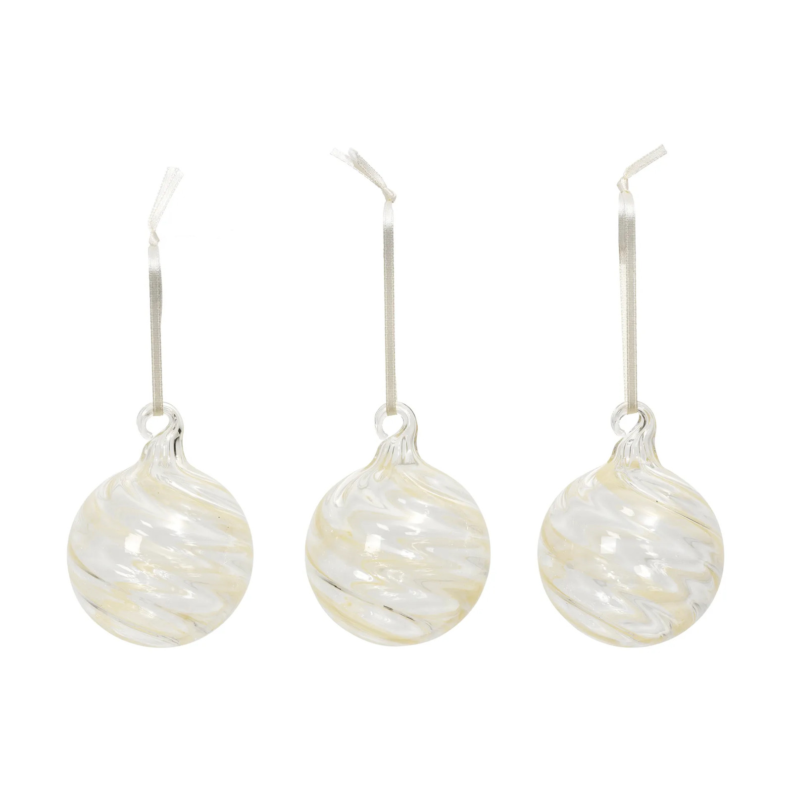 Broste Copenhagen Swirl kerstbal Off White-Clear