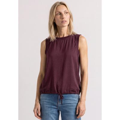 Blusentop STREET ONE, Damen, Gr. 42, rustic rouge, Stoff, 88% Viskose, 12% Polyamid, unifarben, normal normal, Rundhals, abgesteppt, Blusen Blusentop, mit Kordelzug und Schleife