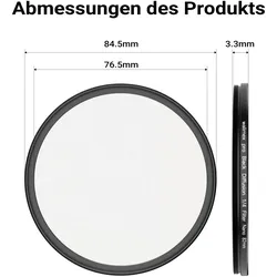 Walimex pro Black Mist Diffusion Filter 1/4 Nano 82mm Kamerafilter Nebelfilter (82 mm, Diffusionsfilter), Objektivfilter, Schwarz