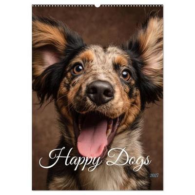 Happy Dogs (Wandkalender 2027 DIN A2 hoch), CALVENDO Monatskalender
