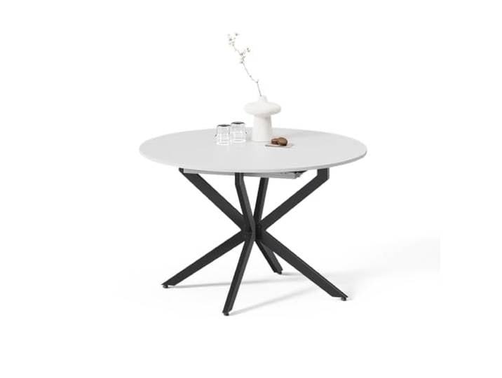 Livinity Esstisch Firenze , Weiß/Schwarz 120 x 120 cm ausziehbar