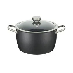 Meisterkoch Kochtopf  LOTUS , schwarz , Carbonstahl , Maße (cm): H: 14  Ø: 24