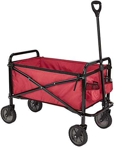 Amazon Basics opvouwbare tuinwagen met hoes, rood