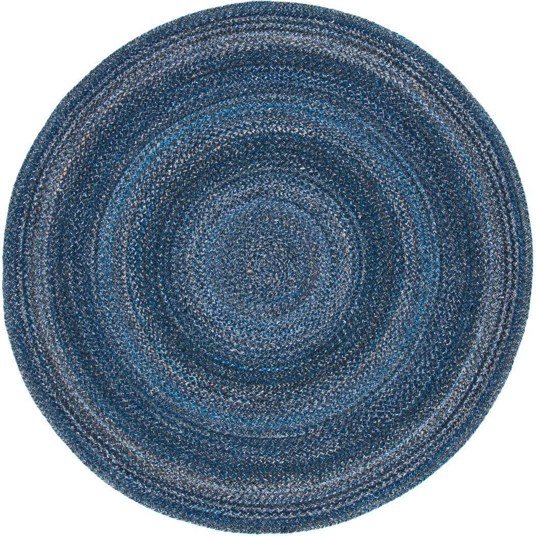 Bloomsbury Market Alik Round Flatweave Area Rug Navy Round 183 cm