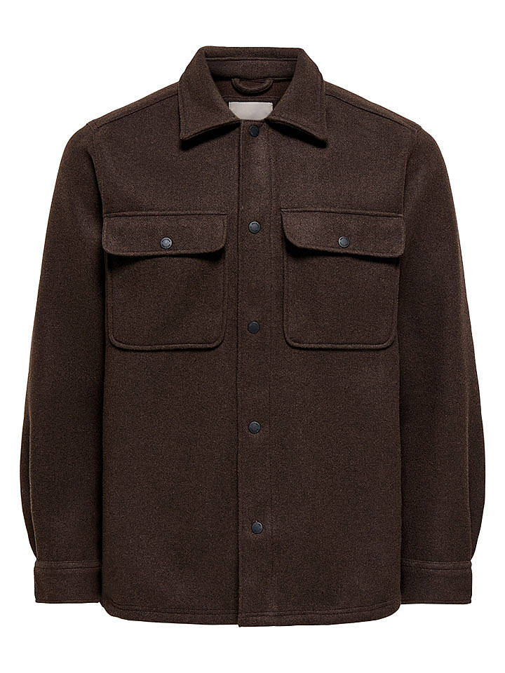 ONLY & SONS Hemdjacke "Ash" in Braun - L