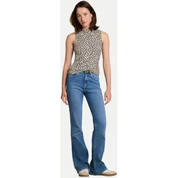 Ripp-Top mit Leo-Muster Blau XS