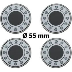 4 x Ø 55 mm Polymere Aufkleber / Schrauben-Optik / Nabenkappen, Felgendeckel