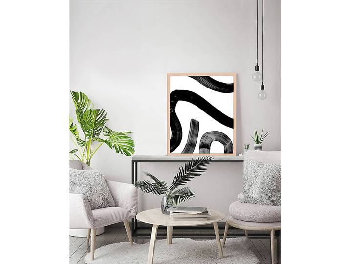 Bild Abstract Watercolor Stroke Rahmen: Massivholz Buche, lackiert Abdeckung: Plexiglas Beige 43 x 53cm