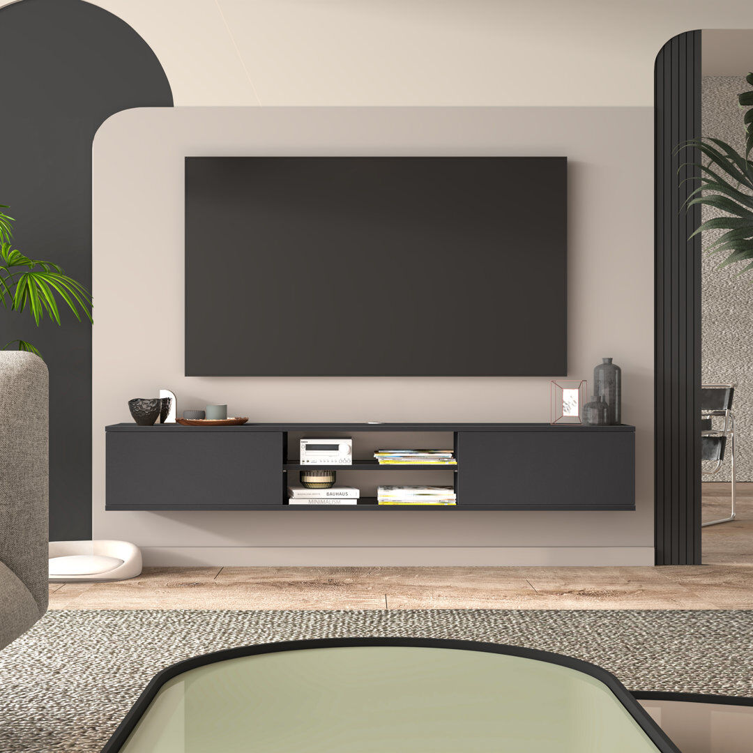 Brayden Studio Bonacci TV Stand for TVs up to 78" Anthracite Gray 78"