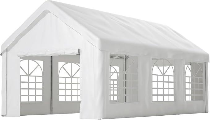 Carport Zeltgarage 598x299x283 cm - Garagenzelt Winterfest mit doppeltem Rolltor, stabile Stahlkonstruktion für Auto, SUV, Motorrad & Fahrrad - wasserdichtes Lagerzelt als Autogarage & Fahrradgarage