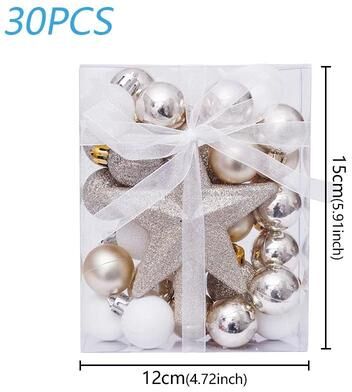 Uplift Treasures 30pcs Christmas Ball Ornaments Hanging Decoration Set platinum