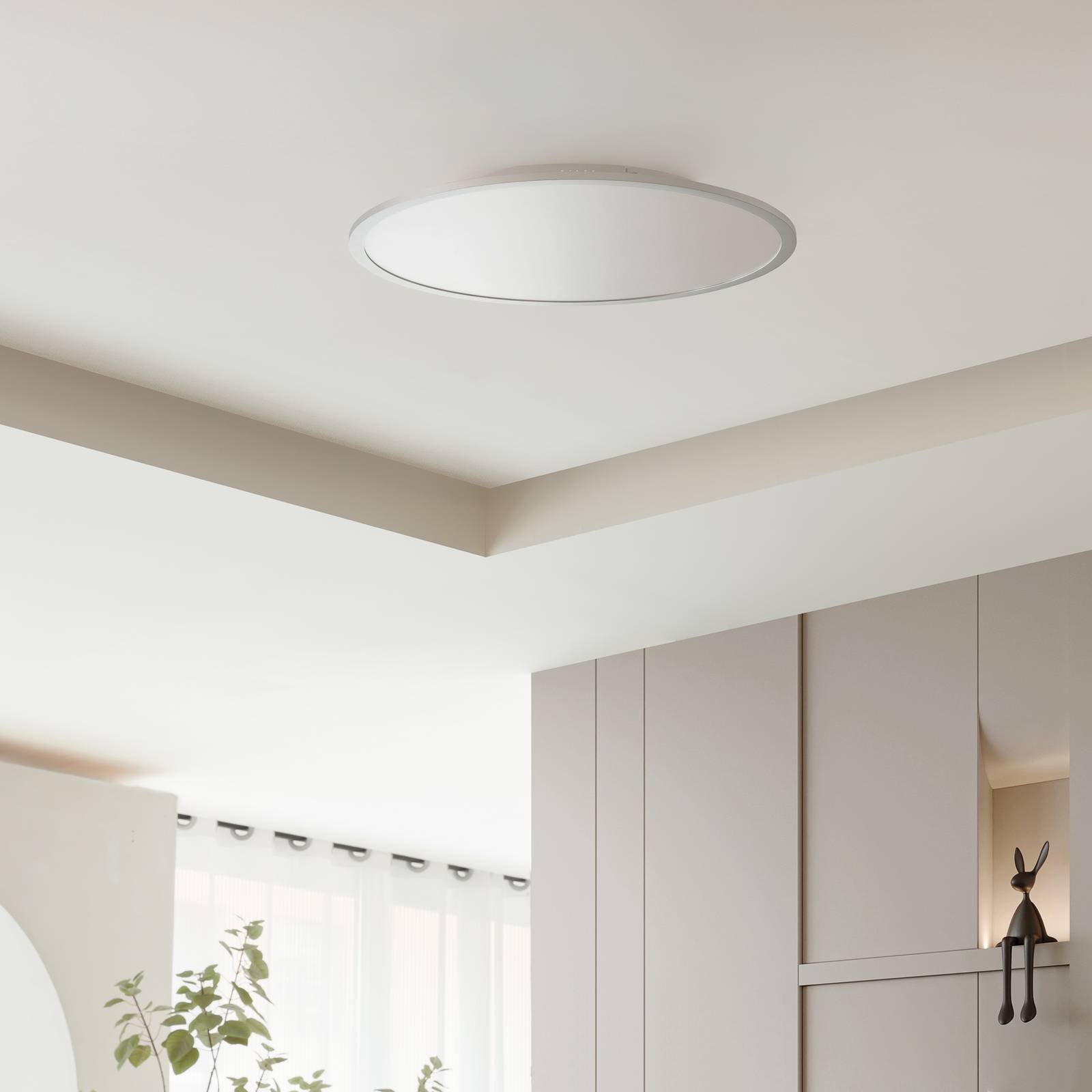 LED Deckenlampe Narima Lindby, dimmbar, alu / grau / zink, für Küche, Kunststoff, Modern, LED Deckenleuchte
