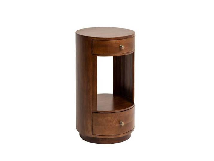 Table de chevet ronde en bois de manguier Oana