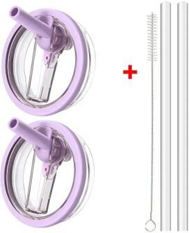 Uplift Picks SecureSip 40oz Flip Straw Tumbler Lid purple (2 Pcs + Straw)