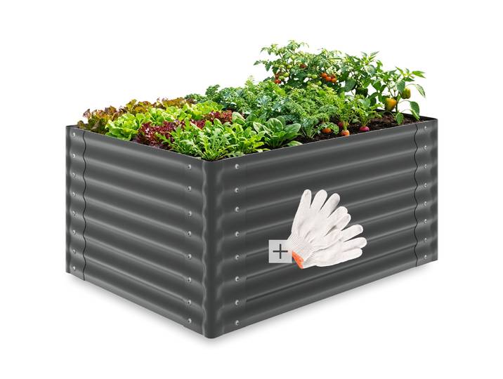Jardinière Surélevée Acier Galvanisé 120x90x62cm Grise
