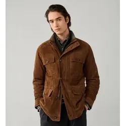 Hackett London für Herren. HM4000225 Wildlederjacke mit 4 Taschen, braun (XL), Lässig, Klassisch