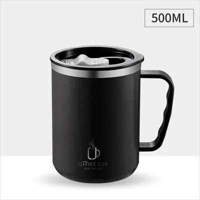 Uplifted Trends Stainless Steel Thermos Mug With Handle Leak Proof Insulated Coffee Cup black