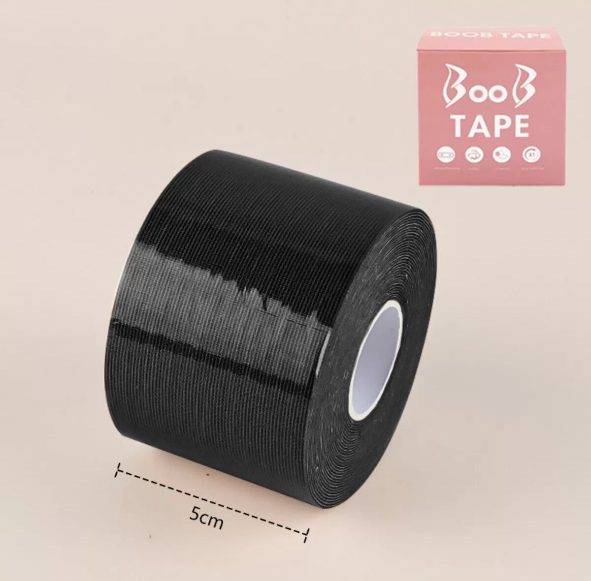 INF Bande adhésive élastique non tissée pour lifting mammaire - Soutien invisible et effet galbé, 1 rouleau Le noir