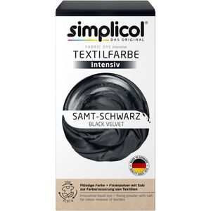 simplicol Textilfarbe intensiv, Samt-Schwarz, für Waschmaschine mit Farbfixierer & Salz All-in-1