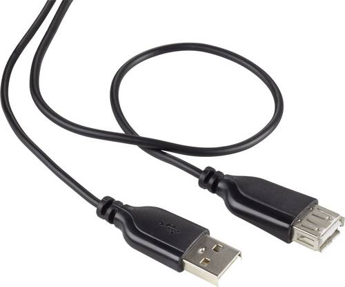 Renkforce USB-Kabel USB 2.0 USB-A Stecker, USB-A Buchse 1.00m Schwarz SuperSoft-Ummantelung RF-4080795