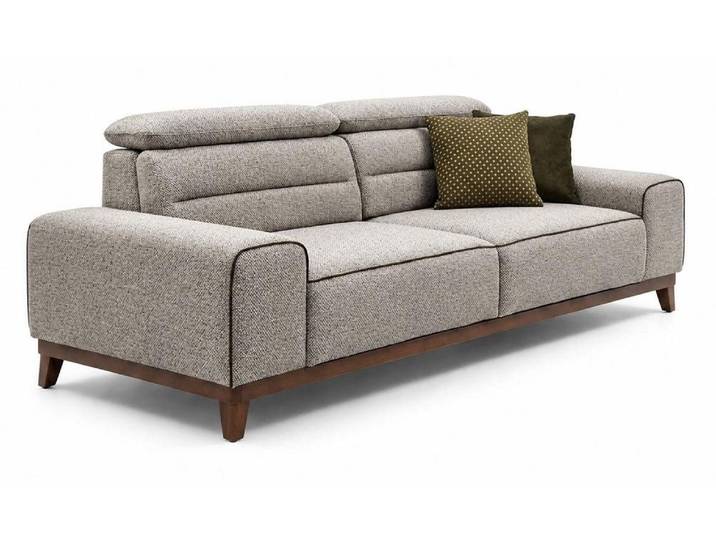 JVmoebel 3-Sitzer Modernes 3-Sitzer Sofa Grau Braun Stoff Wohnzimmer Polstersofa, 1 Teile, Einfarbig, Modernes Design
