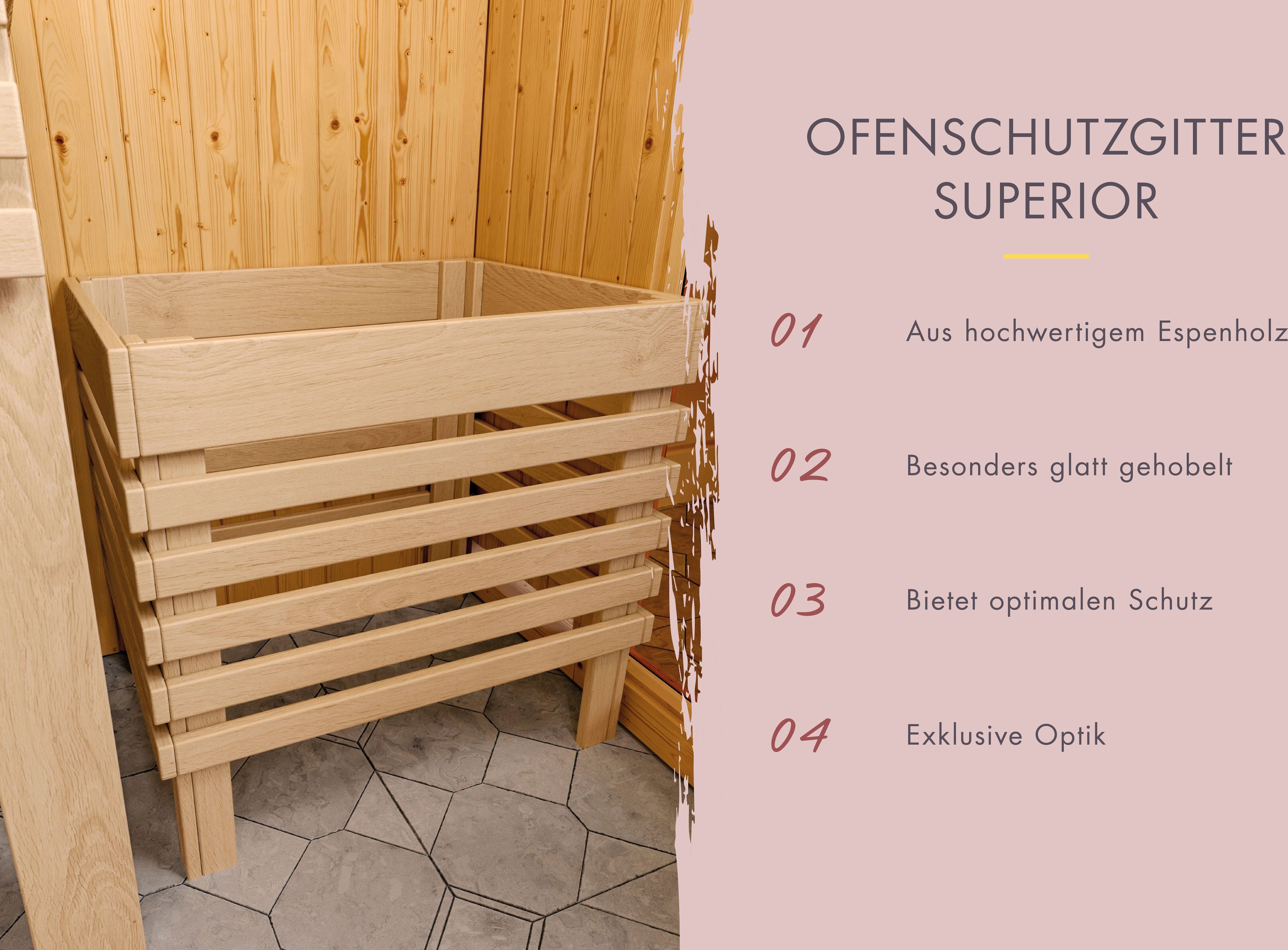 Sauna KARIBU "Menja", beige (naturbelassen), ohne Ofen, (ohne Ofen), Saunen, ohne Ofen