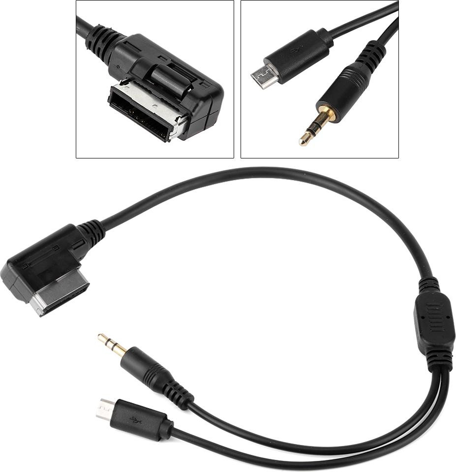Gistuch 3,5 mm AUX-laadkabel voor Mercedes-Benz S-, SL- en CLS-klasse met AMI MMI-interface, 12 cm