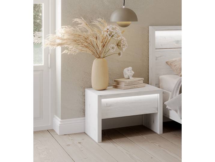 Nachtkonsole HOME AFFAIRE Moivre , weiß, T:41cm, Sideboards, Nachtkonsole, inkl. LED-Beleuchtung