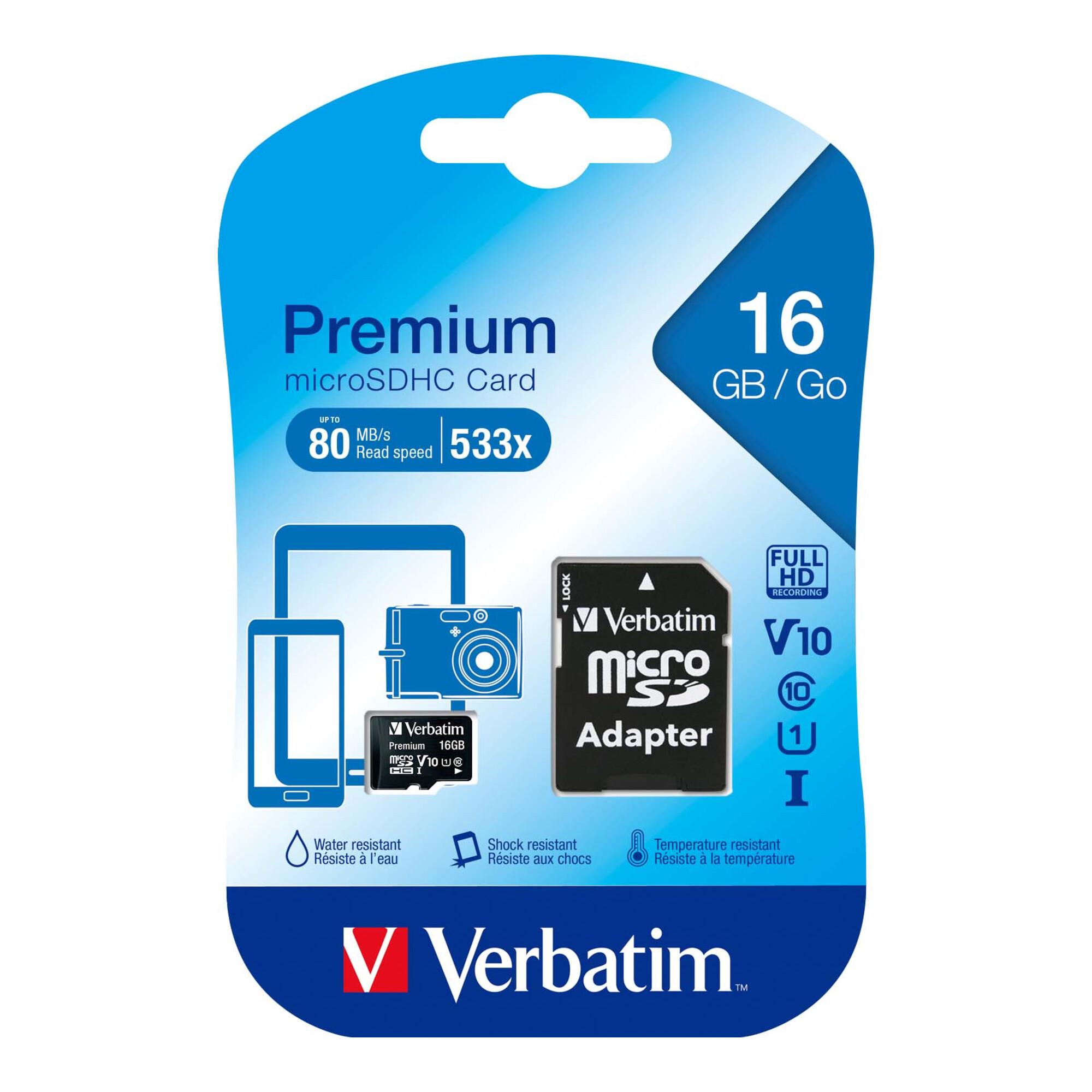Verbatim microSDHC-Card 16GB Class 10 44082)