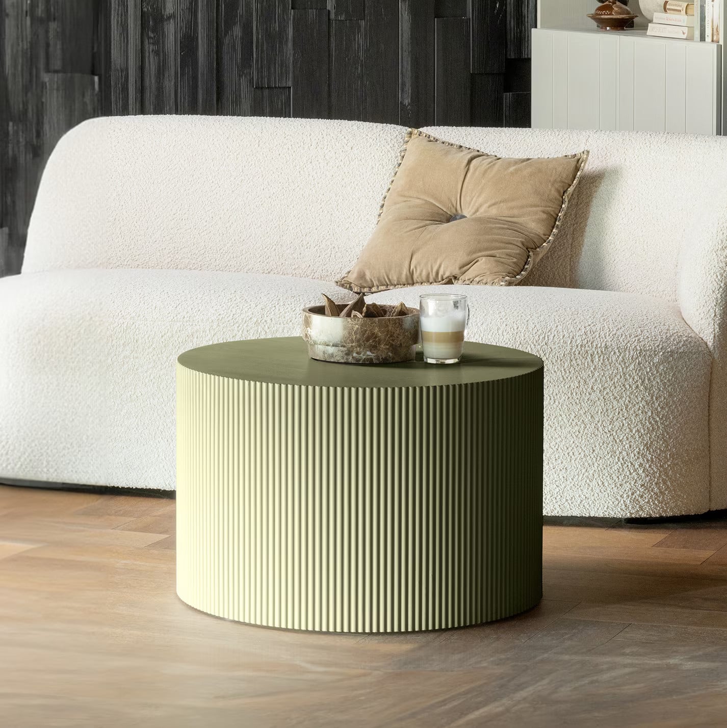 WOOOD Bijzettafel Sanne Rond - Military Green - Diameter: 60 cm