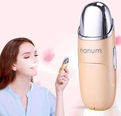 Inspired Deals Portable Facial Mist Sprayer Nano Face Steamer Skin Hydrating Massager And Alcohol Spray Device gold