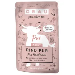 grau Pouchbeutel 125 Gramm Katzennassfutter Sparpaket 32 x 125 Gramm Rind pur