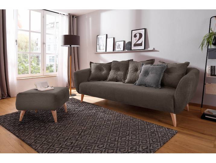 3-Sitzer HOME AFFAIRE Baggio modern und romantisches Design, bequem , grau (anthrazit), B:236cm H:80cm T:103cm, Sofas, 3-Sitzer, Zierkissen inklusive