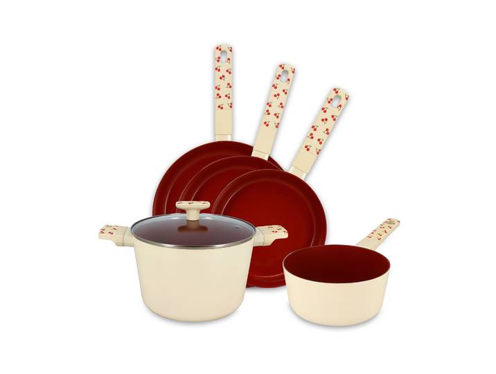 Batterie De Cuisine 5 Pièces En Aluminium\, Cerise