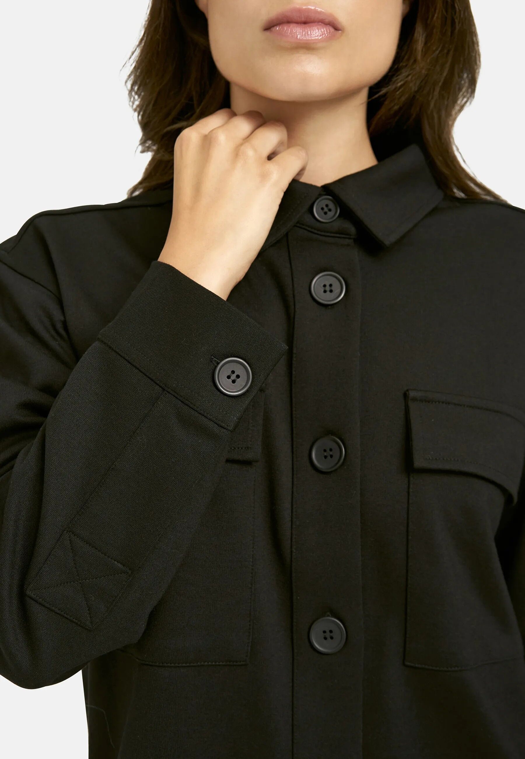 Kurzjacke SMITH & SOUL, Damen, Gr. M, schwarz, Jersey, Obermaterial: 70% Polyester, 26% Viskose, 4% Elasthan, clean, unifarben, hüftlang, 1-Knopf-Manschette mit Schlitz, Jacken Kurzjacke, mit aufgesetzten Taschen schwarz M