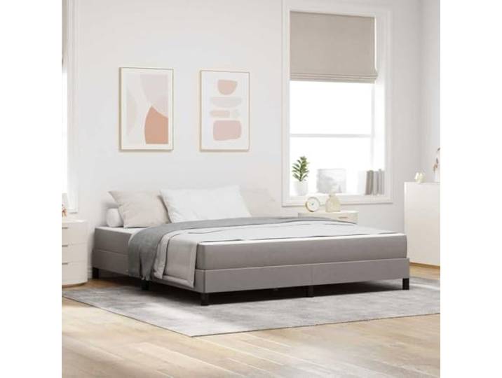 Atmungsaktiver Stoff Holzwerkstoff Minimalistisch Taupe 180 x 200 cm Boxspringbett mit Matratze Taupe 180x200 cm Stoff Polsterbett mit Bonnell Federkern Lattenrost Doppelbett Schlafzimmer Möbel