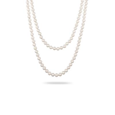 Lange Kette ELLI PREMIUM "Halskette Lang mit Muschelkernperlen Weiß Rayon" Gr. 110, weiß, Halsketten, Damen, Silber 925 (Sterlingsilber)