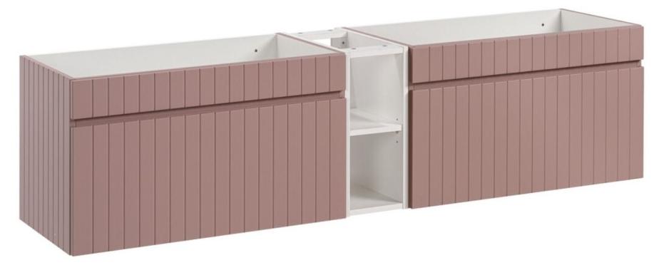 Badezimmer-Set ICON: Unterschrank 180cm in pudrigem Rosa mit sichtbaren weißen Nischen