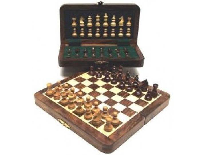 HOT Games - Schaakspel magnetisch - Acacia ingelegd 25x13 cm - Klassiek