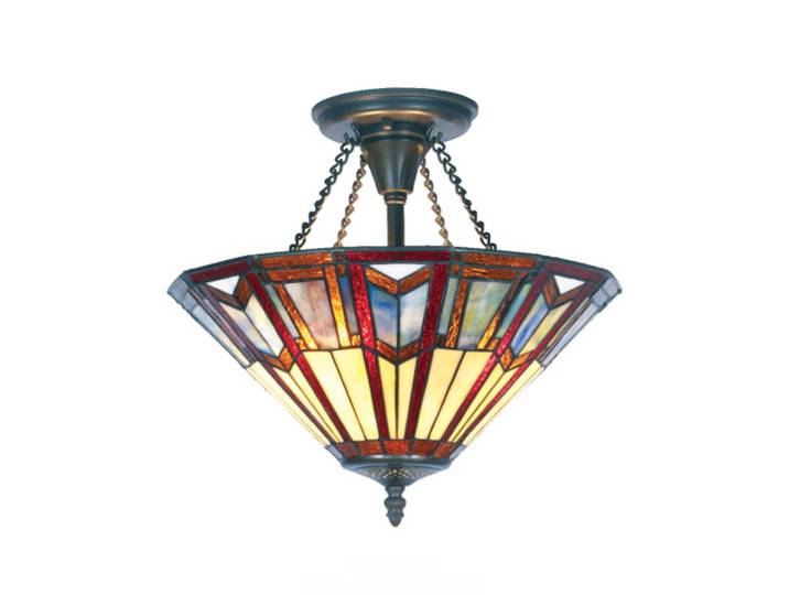Artistar Tiffany Deckenlampe LILLIE, dimmbar, Multicolour, für Wohn- / Esszimmer, Metall, Tiffany, Deckenlampe