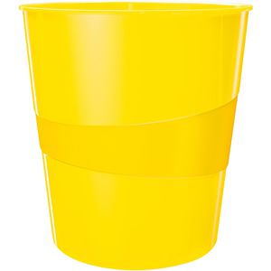 Leitz Papierkorb WOW 5278-10-16 Duo Colour, gelb, rund, aus Kunststoff, 15 Liter