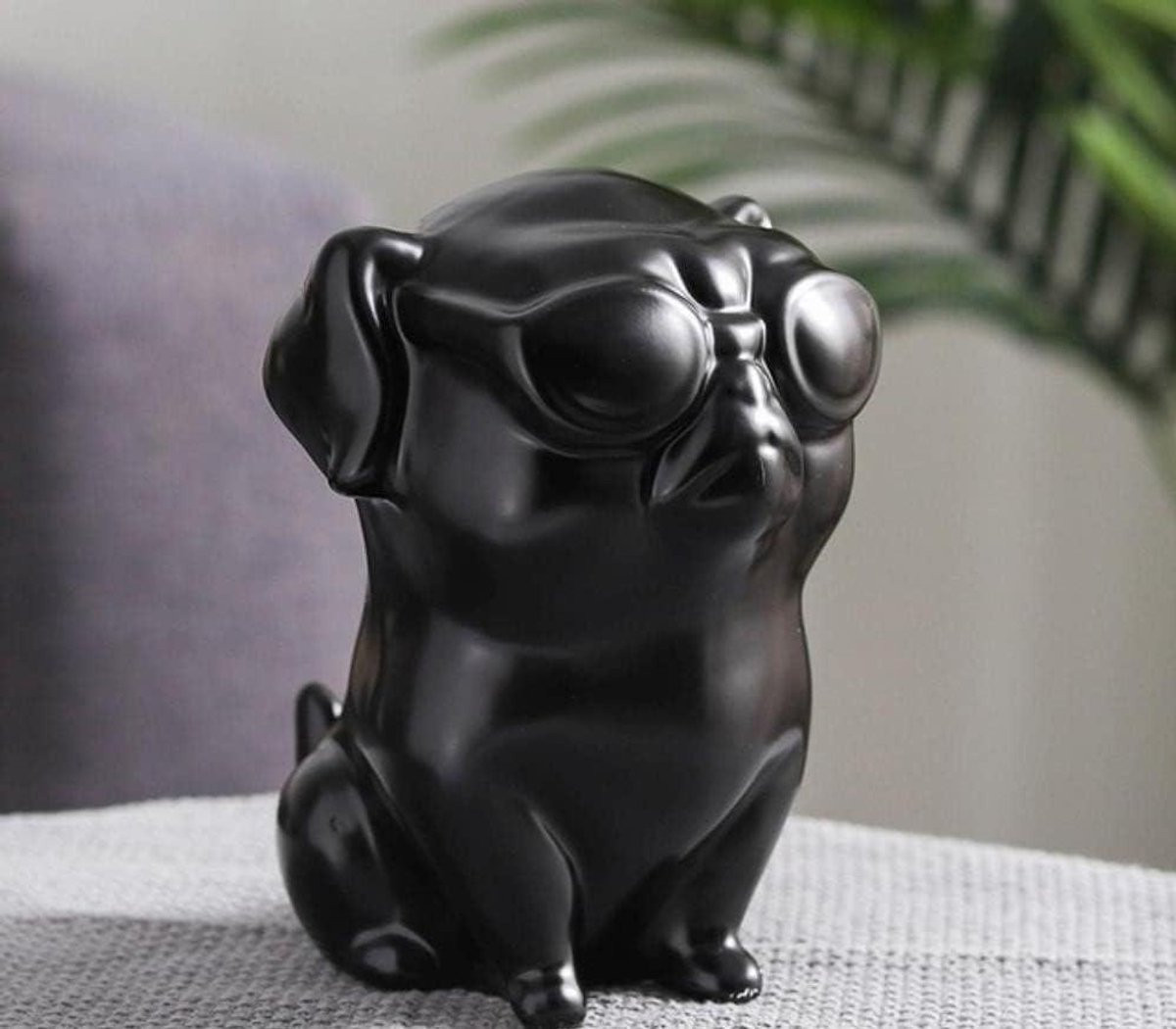 Keramische Bulldog Decoratie - Abstract Hond Beeldje - Zwart Goud