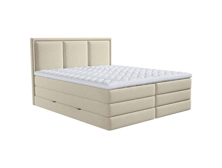 Boxspringbett, Beige, 160x200 cm, Textil, Bettkasten & Gepolstertes Kopfteil, Modern, MID.YOU