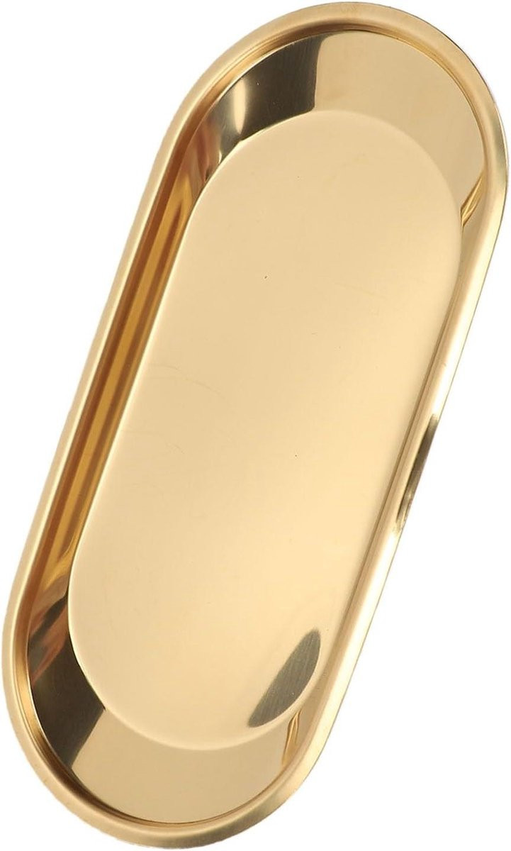 Decoratief Dienblad Goud - Opbergbak Organizer voor de Badkamer - B/D: 29,4 x 13,5 cm